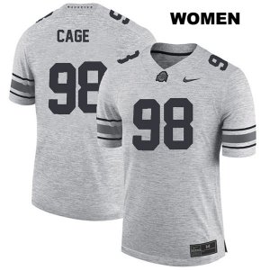 Women's NCAA Ohio State Buckeyes Jerron Cage #98 College Stitched Authentic Nike Gray Football Jersey OF20U77AH